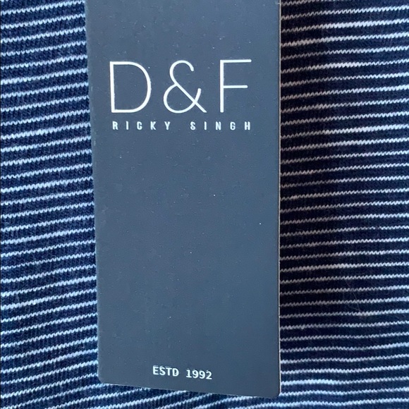 Dark Blue and White Striped D&F Shirt - Picture 5 of 5